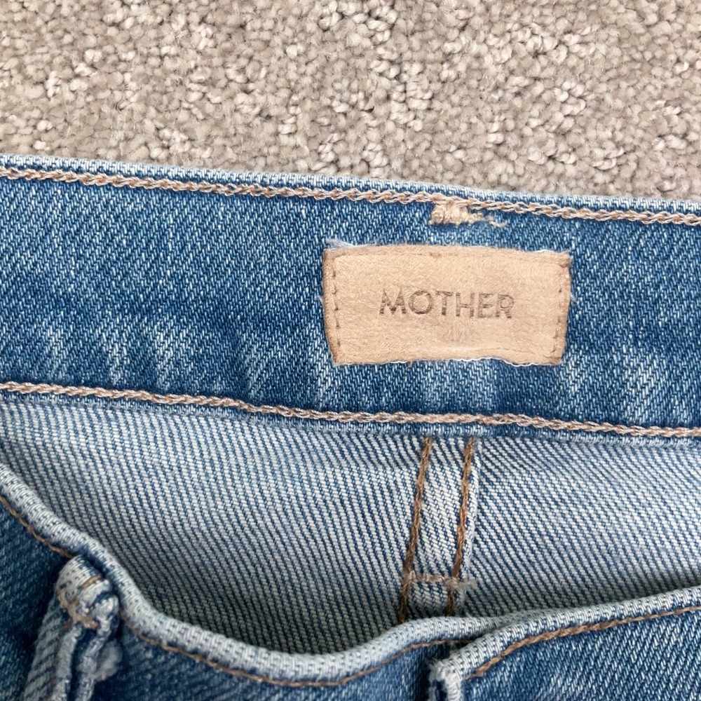 MOTHER Lil Outsider Sneak Jeans Girls 24 Blue Straight High Rise USA - Picture 3 of 15
